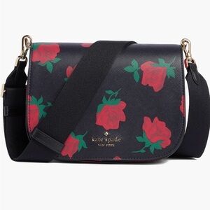 NWT Kate Spade Madison Rose Print Saddle Bag